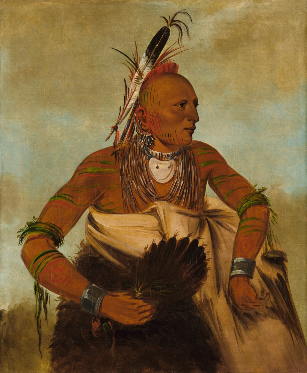 Wa-ho-béck-ee，一个英俊的勇士，1834年。 作者 乔治·卡特琳