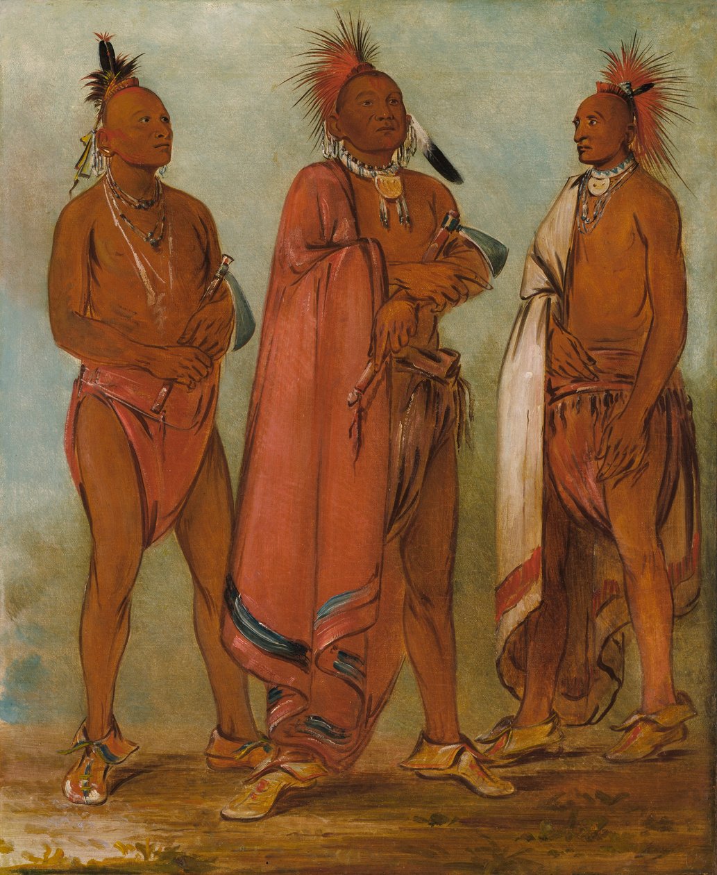 Wa-másh-ee-sheek，《带走的人》；Wa-chésh-uk，《战争》；Mink-chésk，《三个杰出的年轻人 作者 乔治·卡特琳