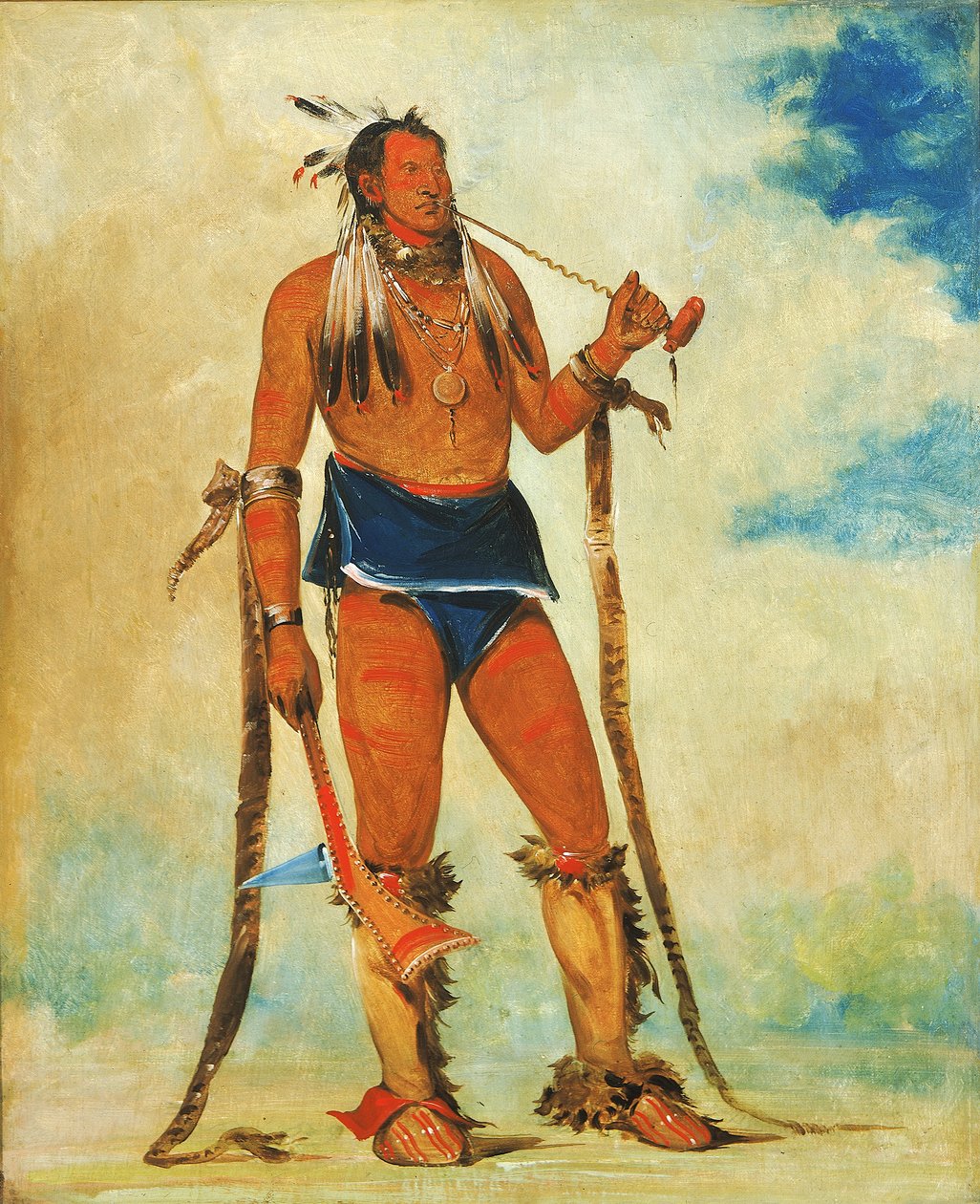 Wah-chee-háhs-ka，将所有人赶出门外的人，1835年。 作者 乔治·卡特琳