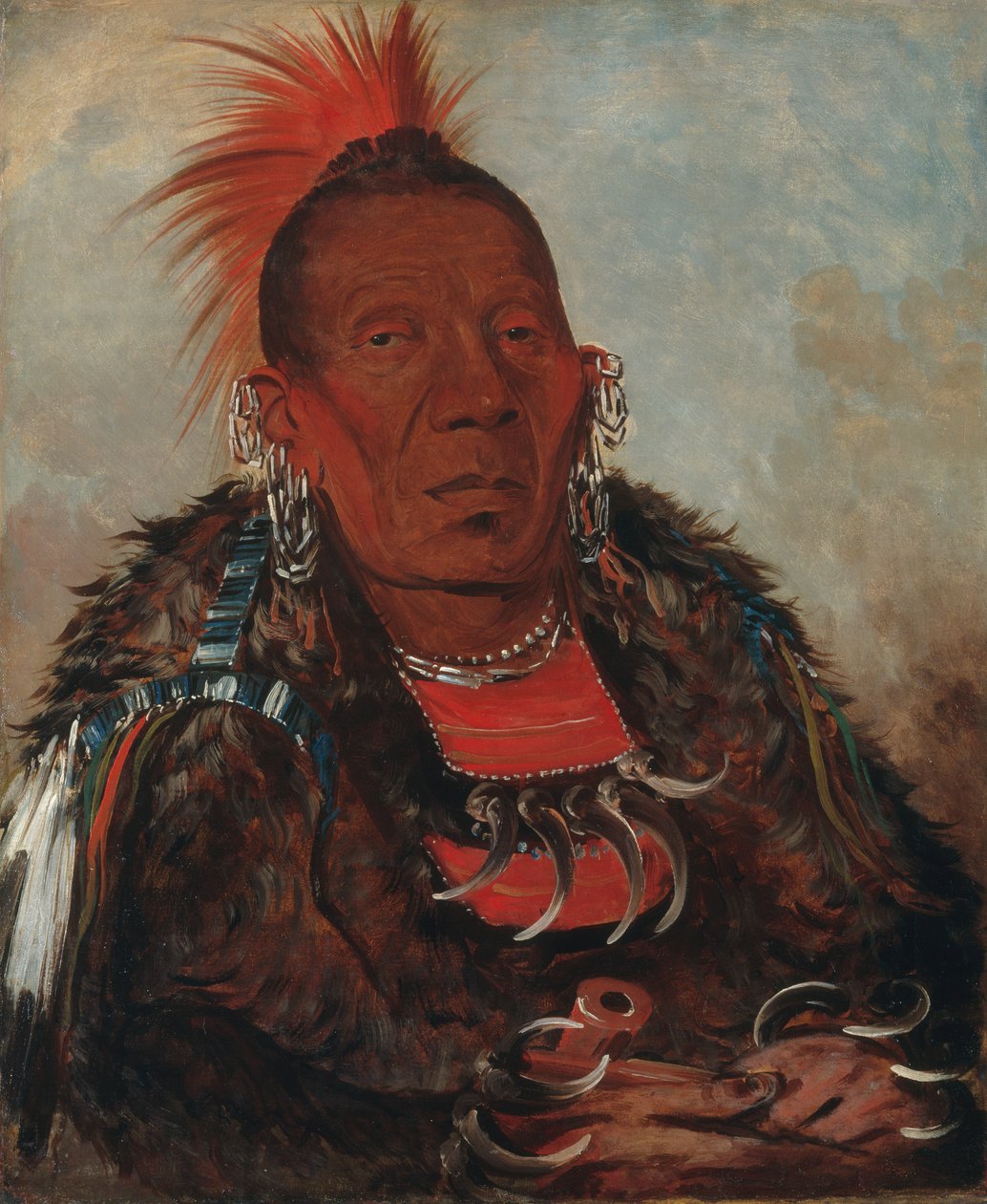 Wah-ro-née-sah，《环绕者》，部落首领，1832年。 作者 乔治·卡特琳