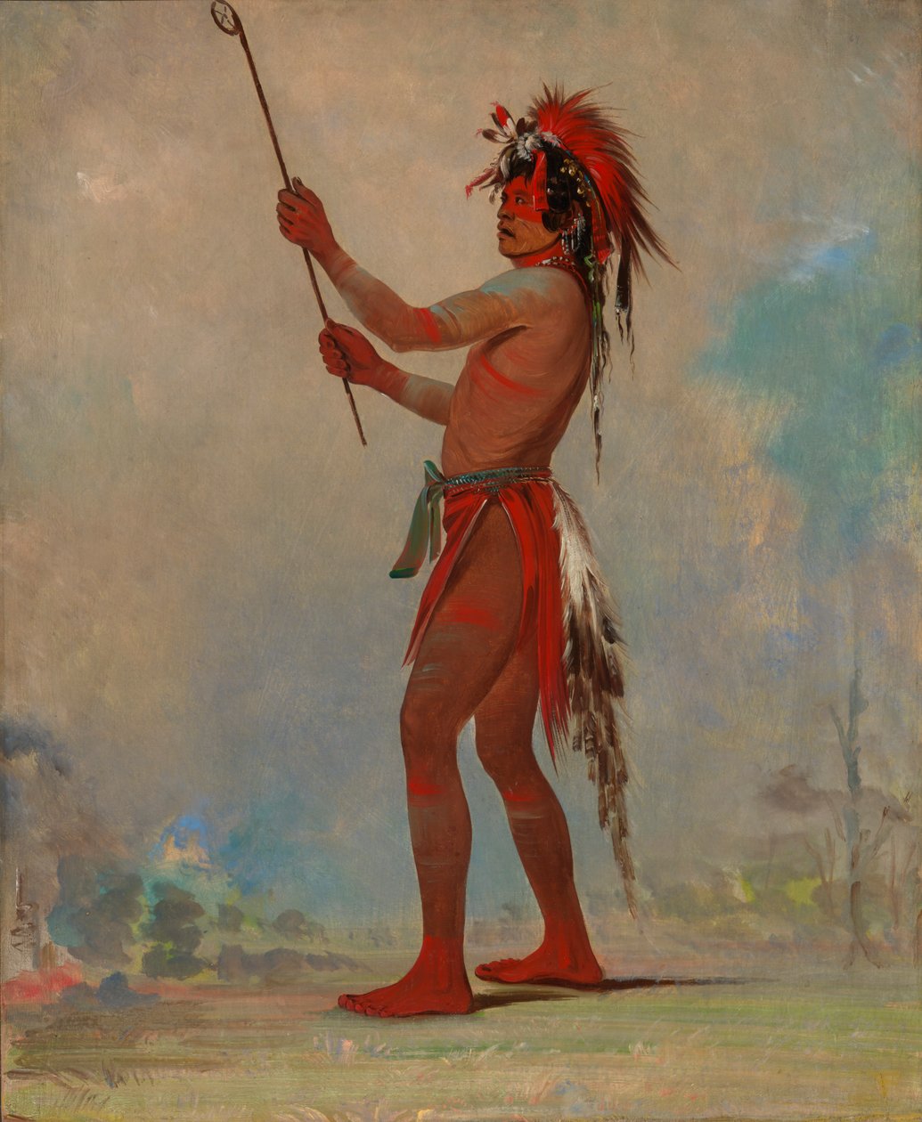 We-chúsh-ta-dóo-ta，红人，一个杰出的球手，1835年。 作者 乔治·卡特琳