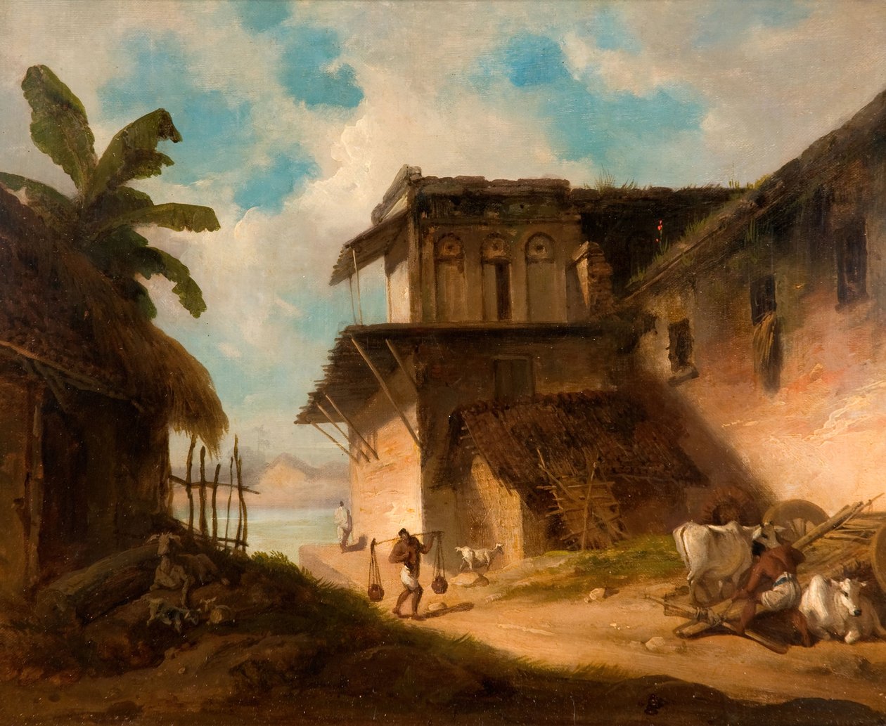 孟加拉的乡村风景，1821年。 作者 乔治·钦纳里