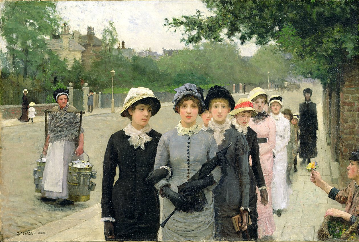 女学生，1880年 作者 乔治·克劳森