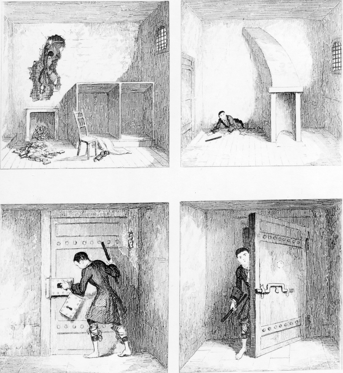 逃离1号，来自WH Ainsworth的&39;Jack Sheppard&39;，1839年出版 作者 乔治·克鲁克申克