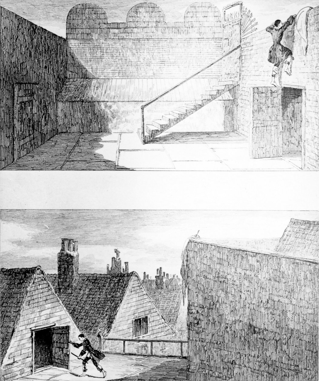 逃离3号，来自WH Ainsworth的&39;Jack Sheppard&39;，1839年出版 作者 乔治·克鲁克申克