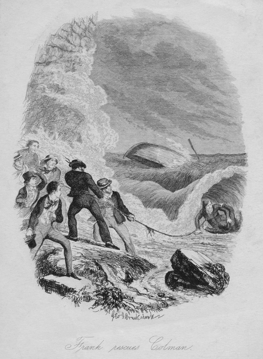 弗兰克（Frank）救了科尔曼（Colman），c1850年。 作者 乔治·克鲁克申克
