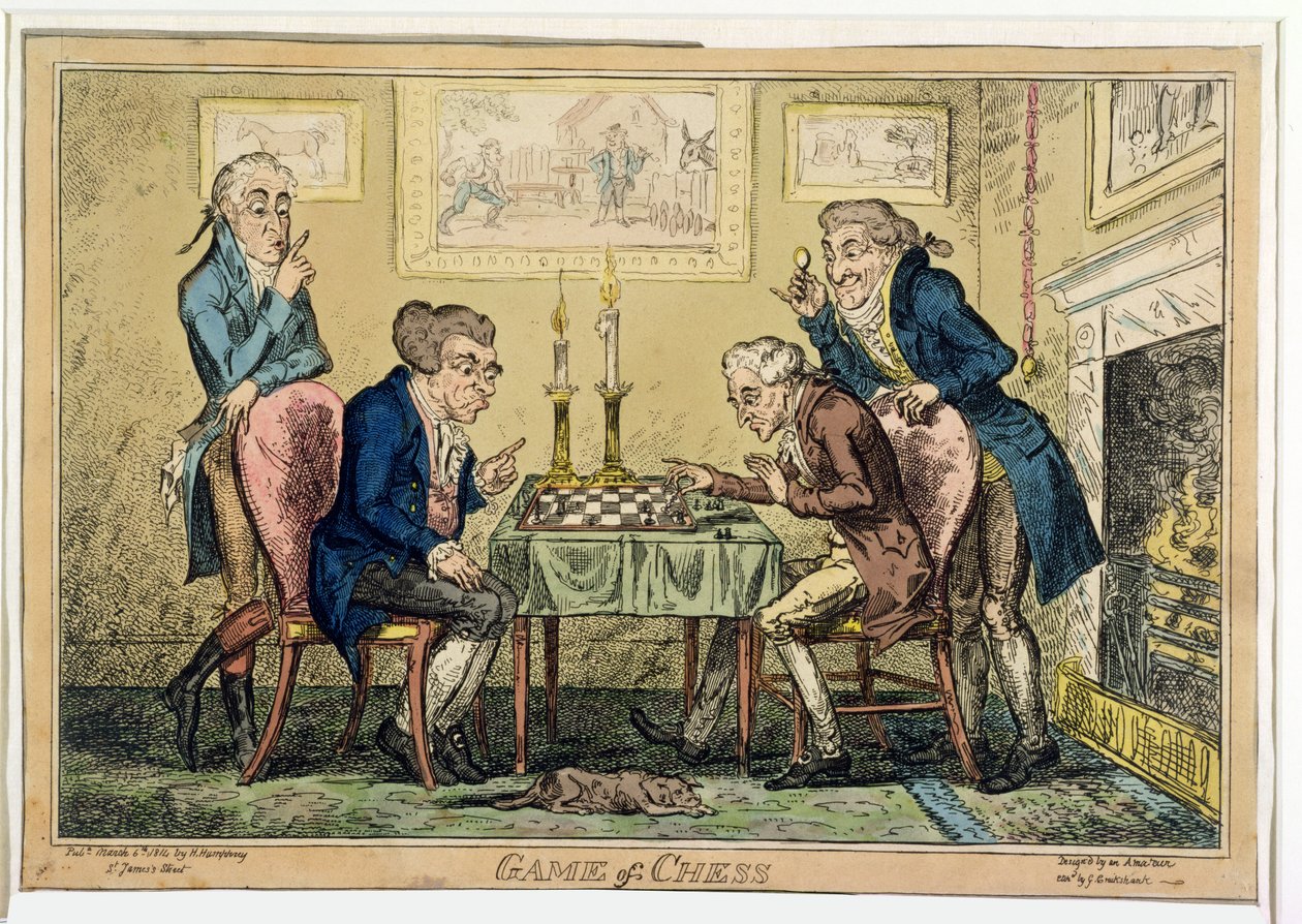 国际象棋游戏，由伦敦H. Humphrey出版（彩色蚀刻） 作者 乔治·克鲁克申克