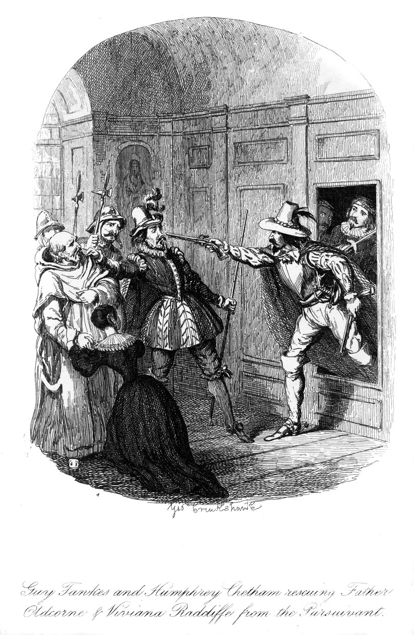 盖·福克斯（Guy Fawkes）和汉弗莱·切特汉姆（Humphrey Chetham），1605年，1841年。 作者 乔治·克鲁克申克