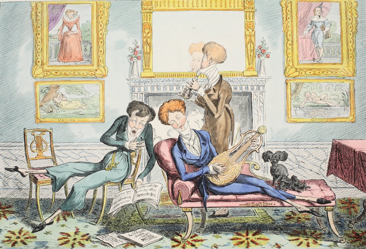 蜂鸟或花花公子三重奏，酒吧。 1835年（手工彩色雕刻） 作者 乔治·克鲁克申克