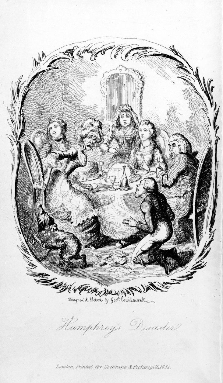 Humphrey的灾难，来自Tobias Smollett的&39;Humphrey Clinker远征&39;的插图，1831年 作者 乔治·克鲁克申克