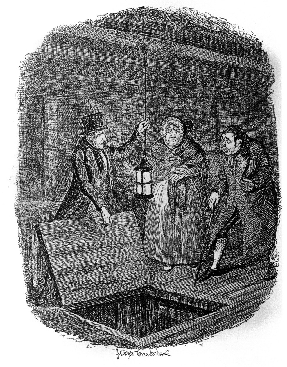 查尔斯-狄更斯（1812-1870）的《奥利弗-斯特》（Olivier）插图，由乔治-克鲁克尚克（1792-1878）绘制。 作者 乔治·克鲁克申克