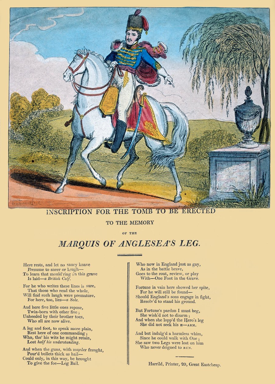 由R. Harrild出版的坟墓铭文，以纪念安格尔西侯爵的腿，1815年 作者 乔治·克鲁克申克