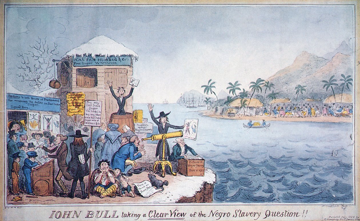 John Bull Taking a Clear View of the Negro Slavery Question》，由 G. Humphrey 出版 作者 乔治·克鲁克申克