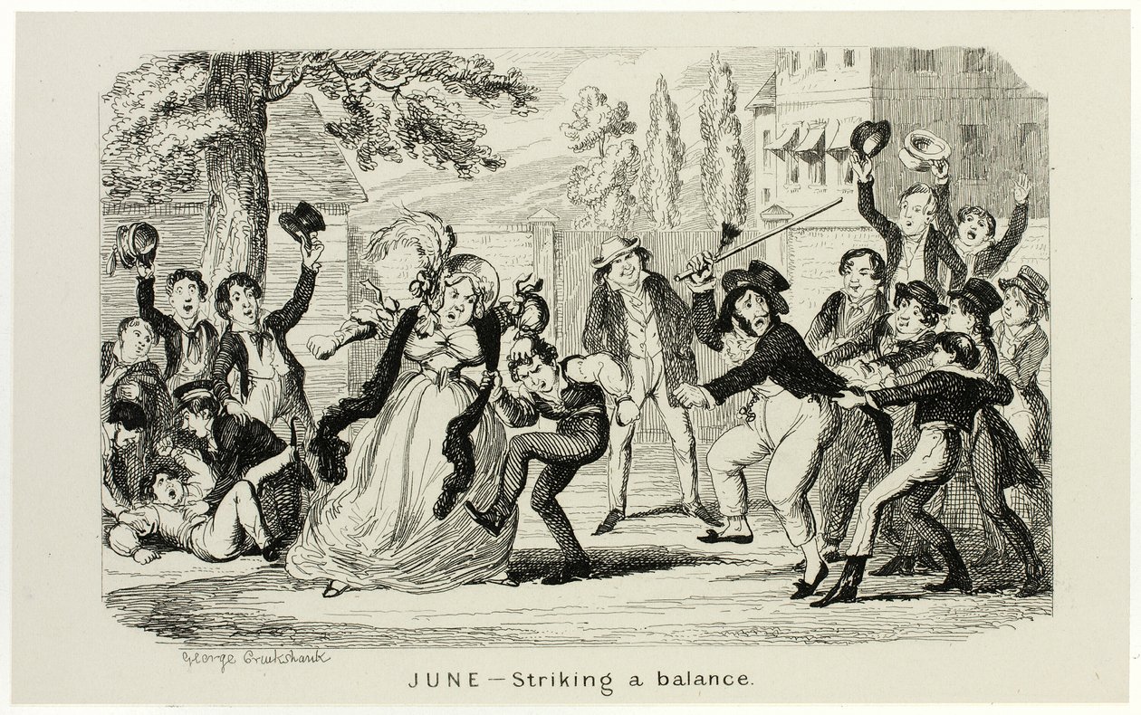 六月 - 从乔治-克鲁克申克（George Cruikshank）的钢铁蚀刻版画到《漫画年鉴》，实现平衡：1835-1853 作者 乔治·克鲁克申克