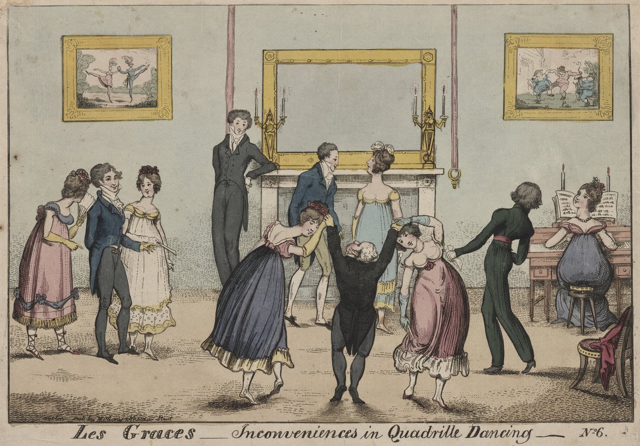Les Graces，Quadrille Dancing的不便之处，1817年 作者 乔治·克鲁克申克