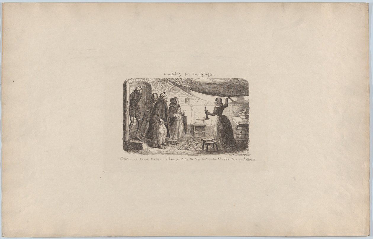 寻找住处，1851年。，1851年。 作者 乔治·克鲁克申克
