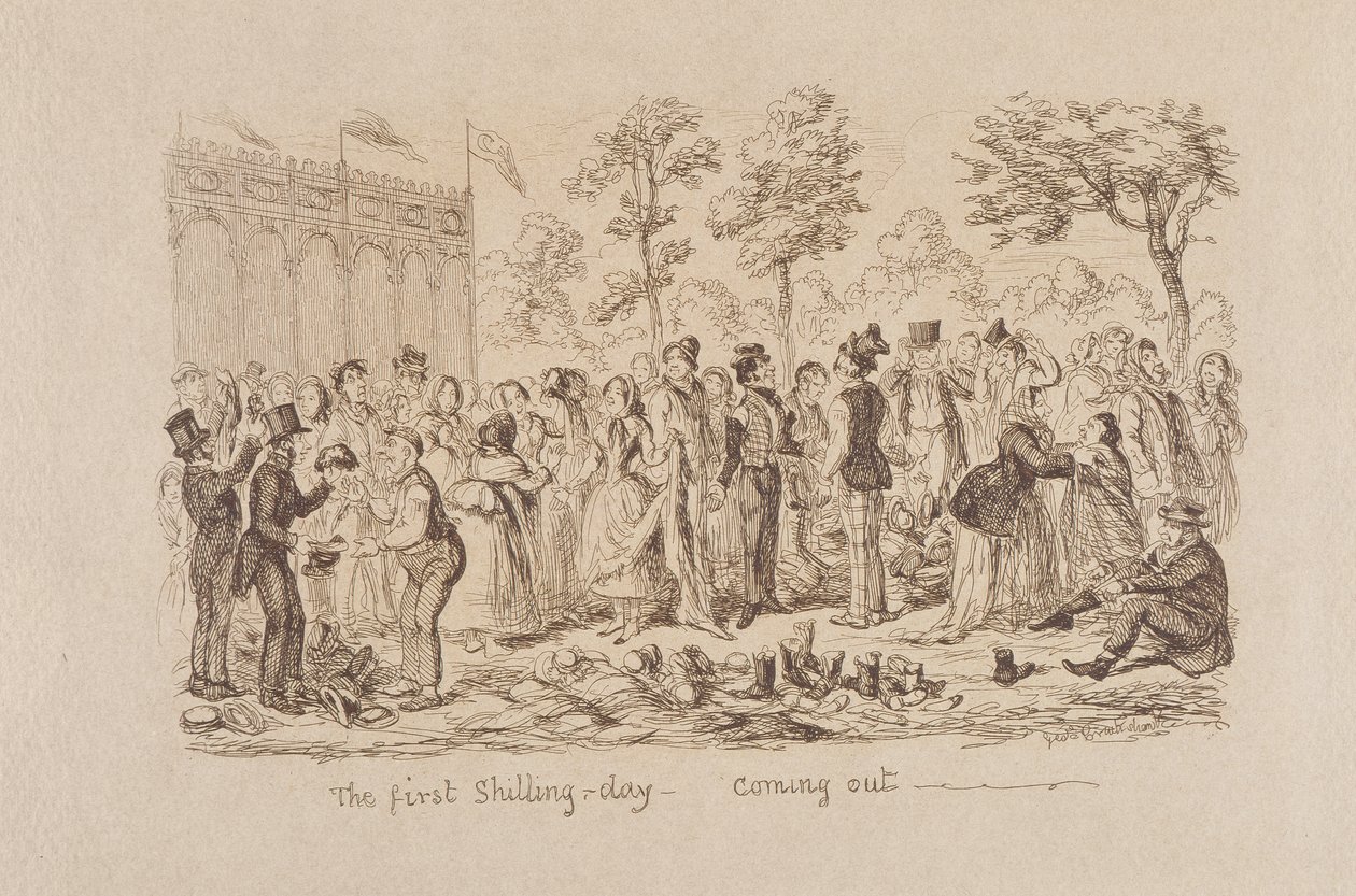 Mayhews 1851年的伟大展览：第一个先令日 - 即将出现，1851年 作者 乔治·克鲁克申克