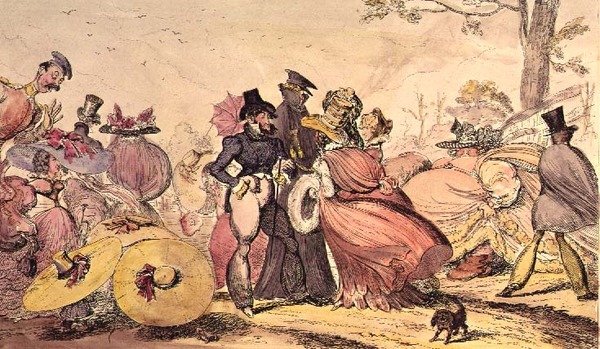 1825 年和 1826 年的怪胎。(19 世纪英国时尚讽刺漫画） 作者 乔治·克鲁克申克