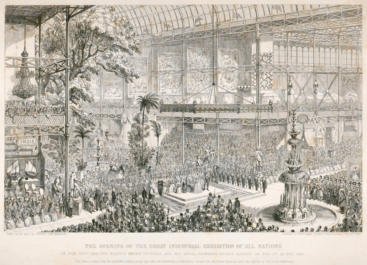 大展览会开幕，水晶宫，海德公园，伦敦，1851年 作者 乔治·克鲁克申克