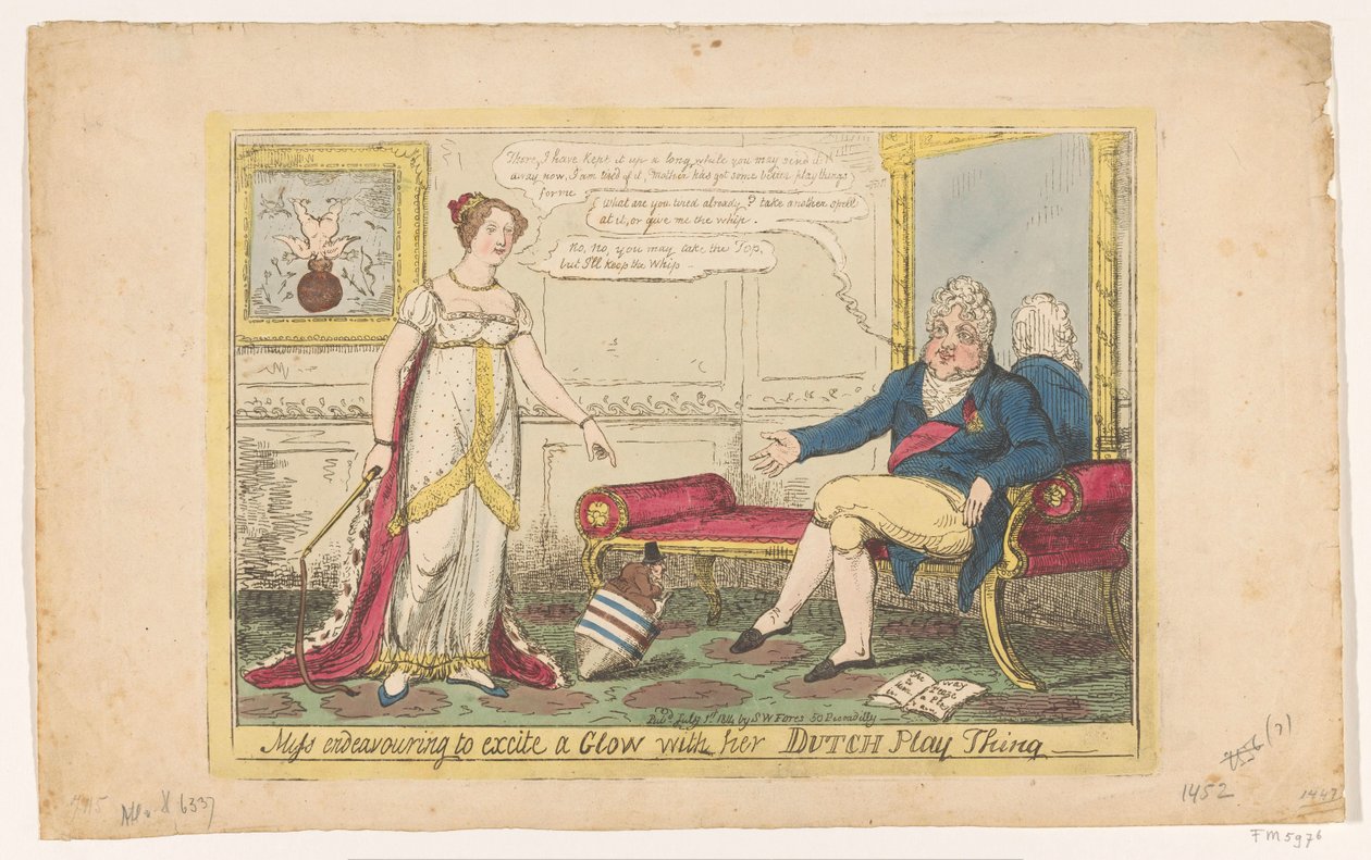 Prinses Charlotte uitgespeeld met haar Hollandse tol, 1814 年
小姐努力用她的荷兰玩具激发光彩（标题在实物上） 作者 乔治·克鲁克申克