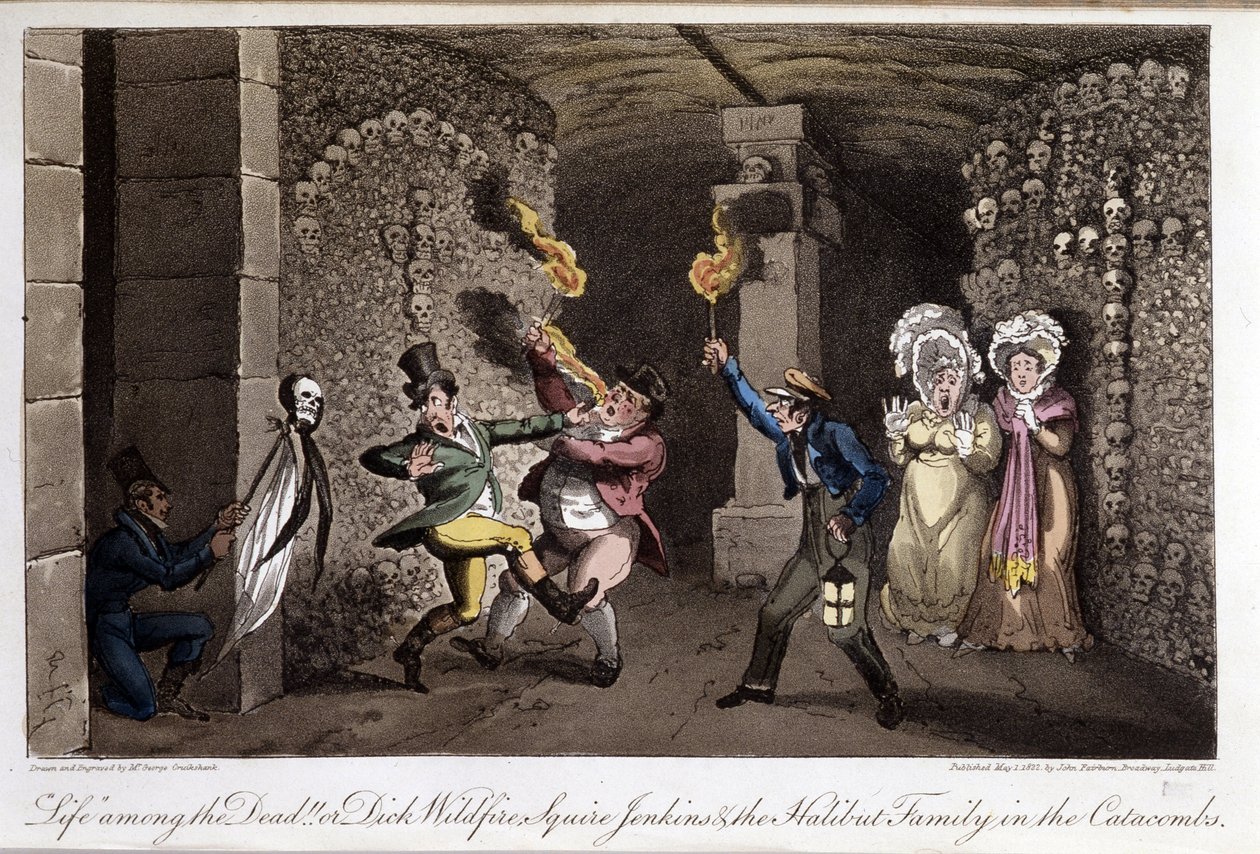 Promenade dans les catacombes - 在大卫凯里的“巴黎生活”中，生病了。 Georges Cruikshank，编辑。 伦敦费本 作者 乔治·克鲁克申克