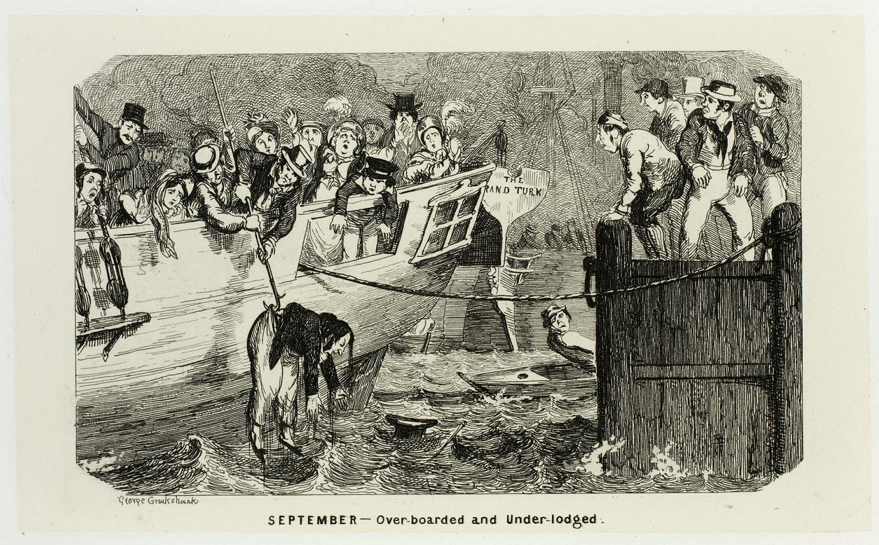九月 - 从乔治-克鲁克申克（George Cruikshank）的钢铁蚀刻版画到《漫画年鉴》中的 "上船过多 "和 "下船过少"：1835-1853 作者 乔治·克鲁克申克