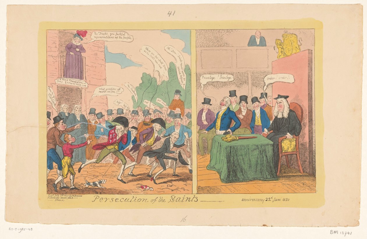 关于英国国内政治的漫画，1820 年
迫害圣徒 作者 乔治·克鲁克申克