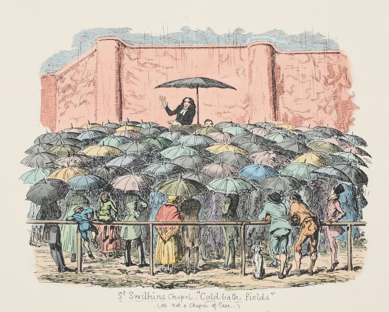 St Swithuns教堂冷浴场，酒吧。 1833年（手工彩色雕刻） 作者 乔治·克鲁克申克