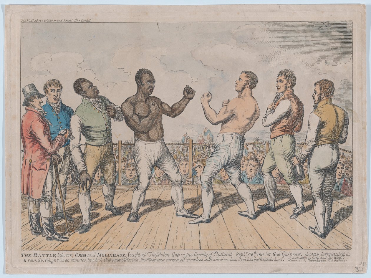The Battle Between Cribb and Molineaux, September 28, 1811, October 3, 1811., October 3, 1811. 作者 乔治·克鲁克申克