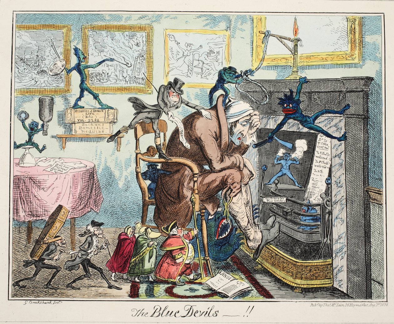 The Blue Devils，pub。 1835年（手工彩色雕刻） 作者 乔治·克鲁克申克