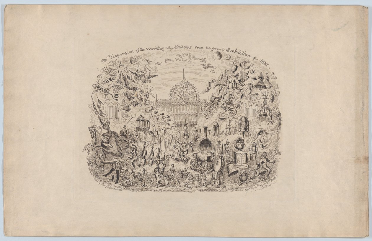 从1851年的大展览会上，各国作品的散失，1851年。 作者 乔治·克鲁克申克