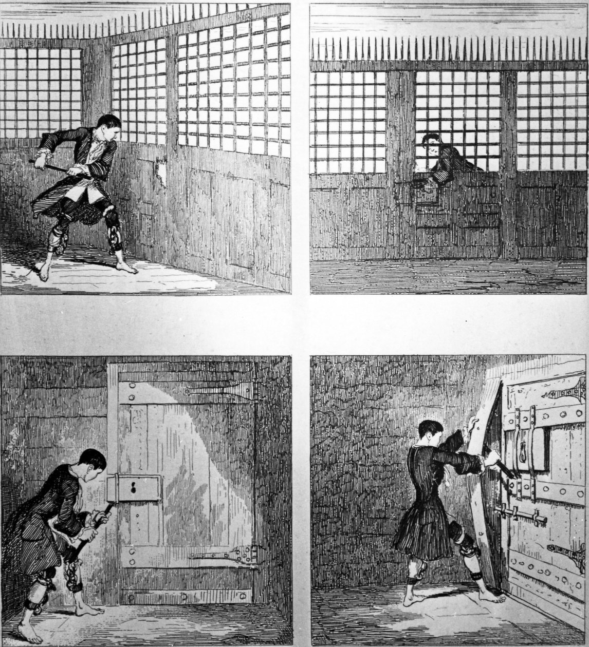 逃离2号，来自WH Ainsworth的&39;Jack Sheppard&39;，1839年出版 作者 乔治·克鲁克申克