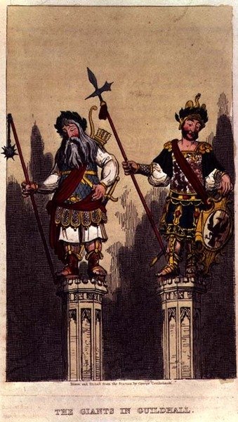 巨人在市政厅》，约1824年出版。 作者 乔治·克鲁克申克