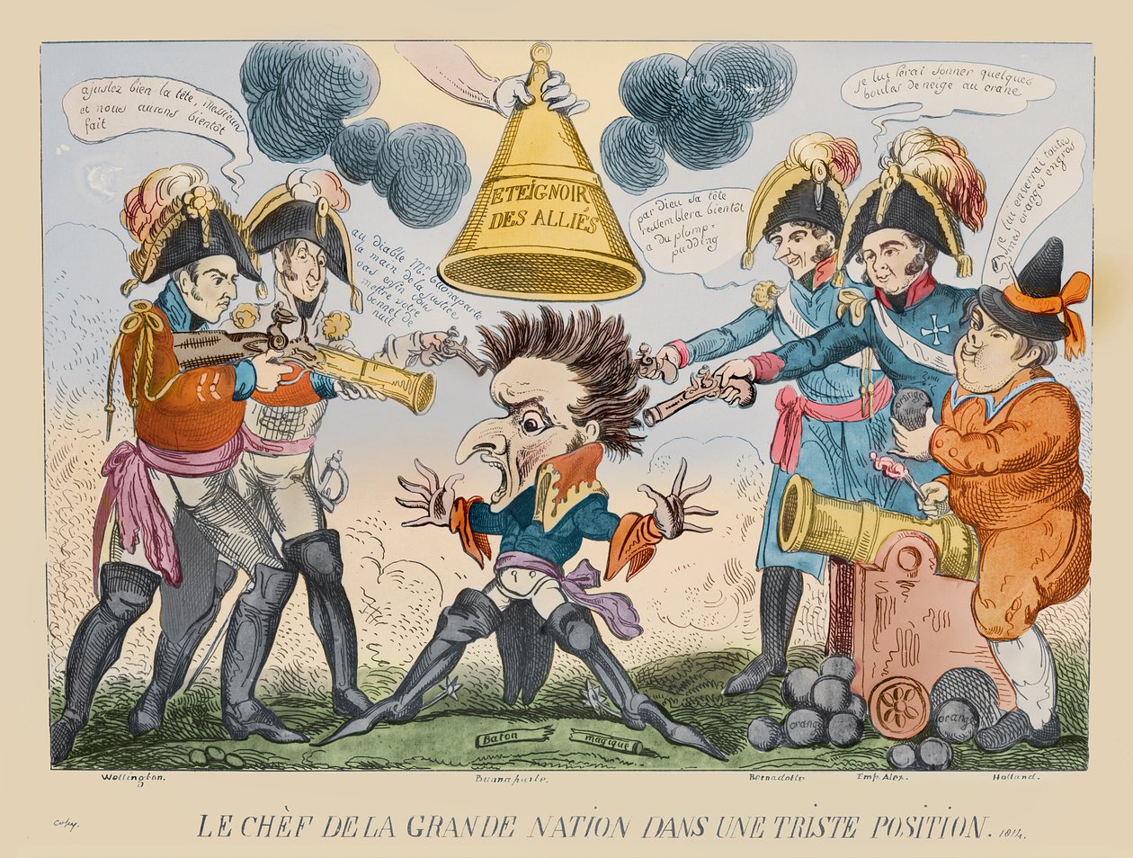 1813年奇怪情境中的大国之首（手工彩色蚀刻） 作者 乔治·克鲁克申克