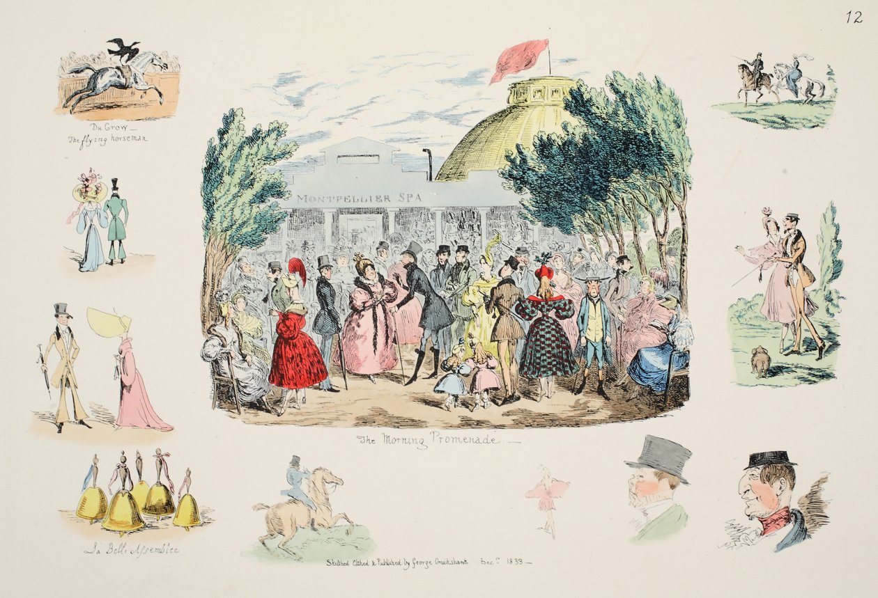 The Morning Promenade，酒吧。 1833年（手工彩色雕刻） 作者 乔治·克鲁克申克