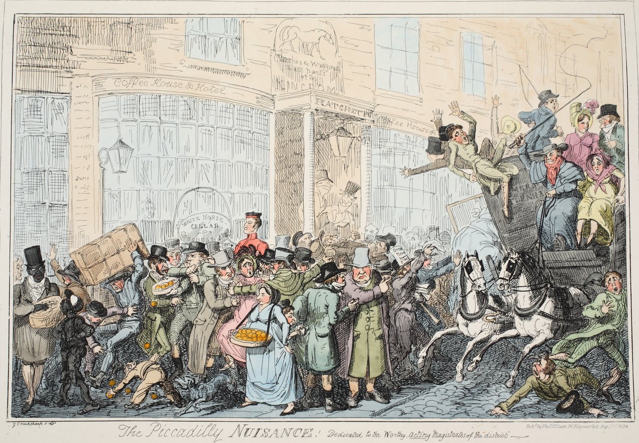 Piccadily Nuisance，酒吧。 1936年（手工彩色雕刻） 作者 乔治·克鲁克申克