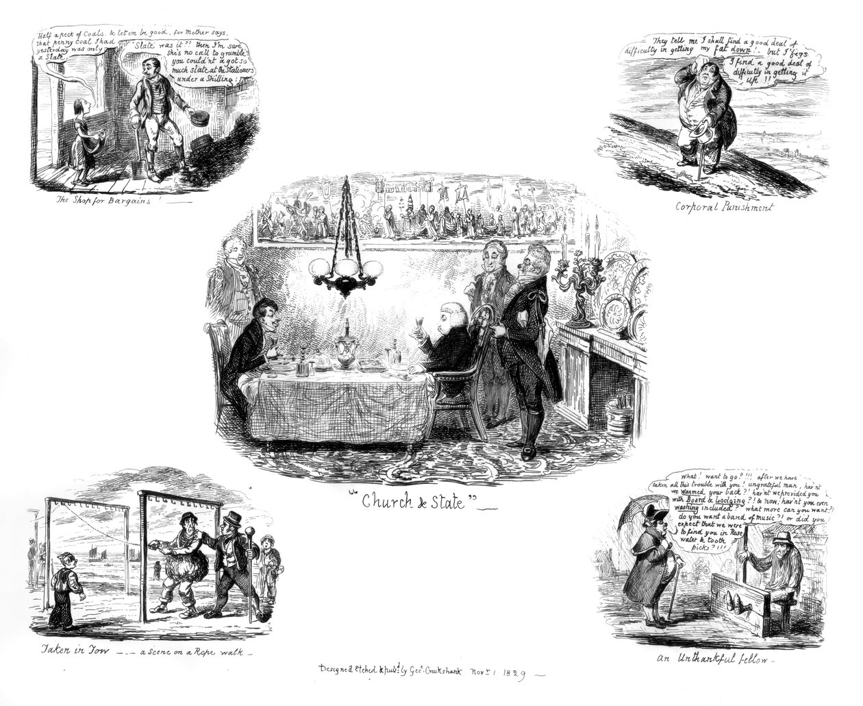 各种漫画，1829年。 作者 乔治·克鲁克申克