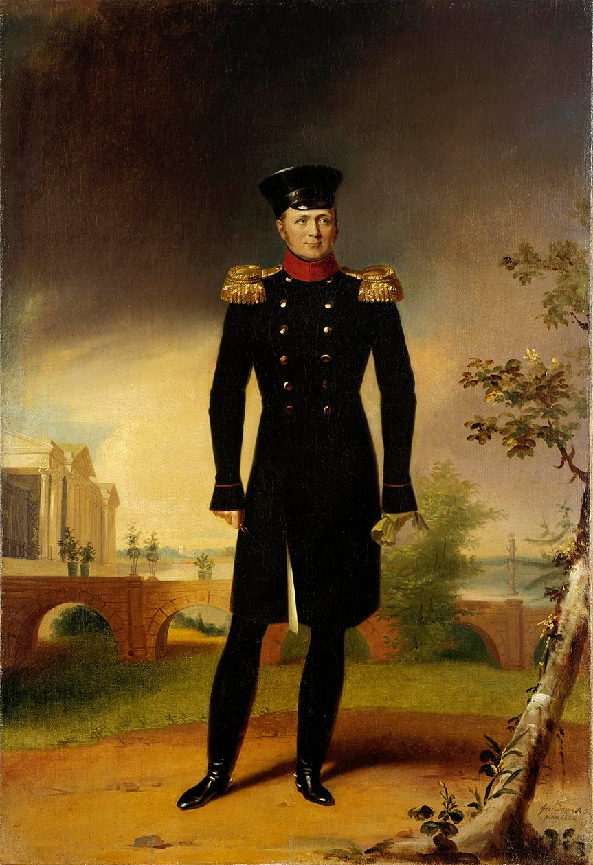 俄罗斯沙皇亚历山大一世（1777-1825）（大帝）的肖像画，乔治·道维（1781-1829）圣彼得堡的军官服装绘画。 冬宫博物馆 作者 乔治·道威