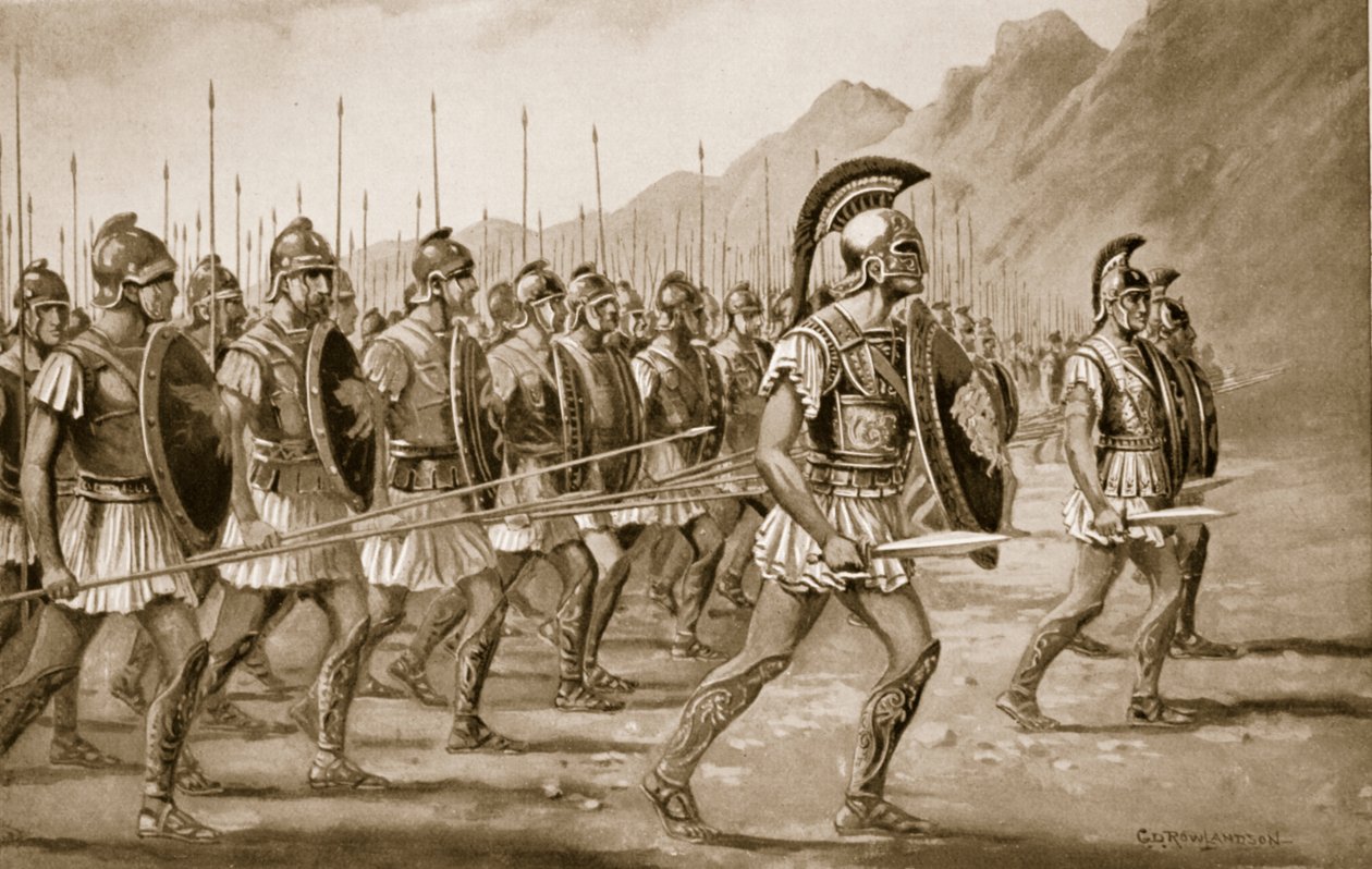 马其顿方阵，来自&39;哈钦森的国家历史&39;的插图，1915年 作者 乔治·德维尔·罗兰森