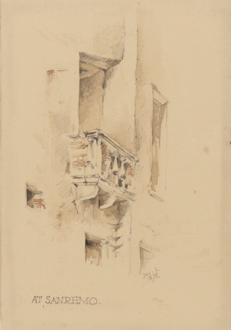 在圣雷莫，1878年1月3日（铅笔和纸上的wc） 作者 乔治·道格拉斯·廷林