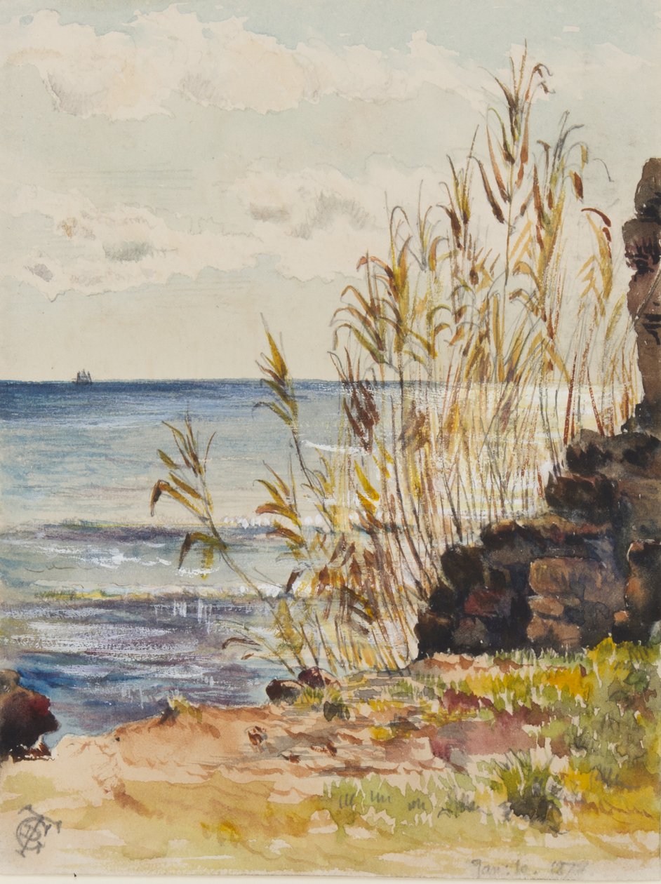 1878年1月10日在San Remo俯瞰地中海（wc＆gouache on paper） 作者 乔治·道格拉斯·廷林