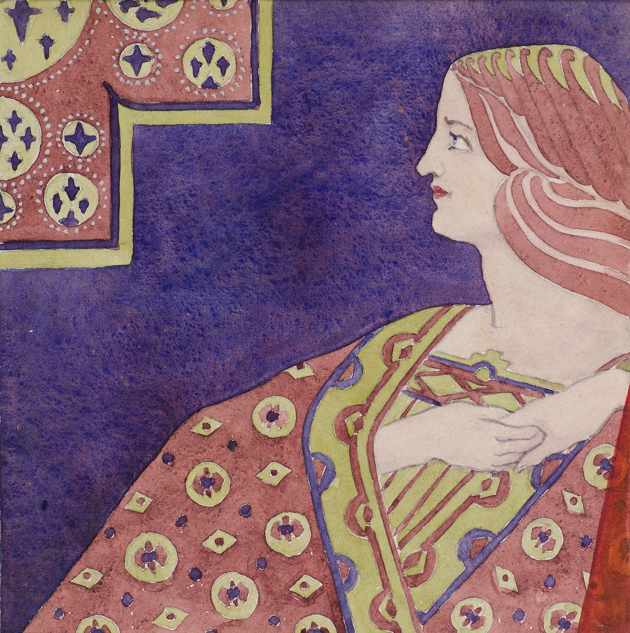研究[装饰板]，约 1898-1901（水彩画） 作者 乔治荷兰戴维森