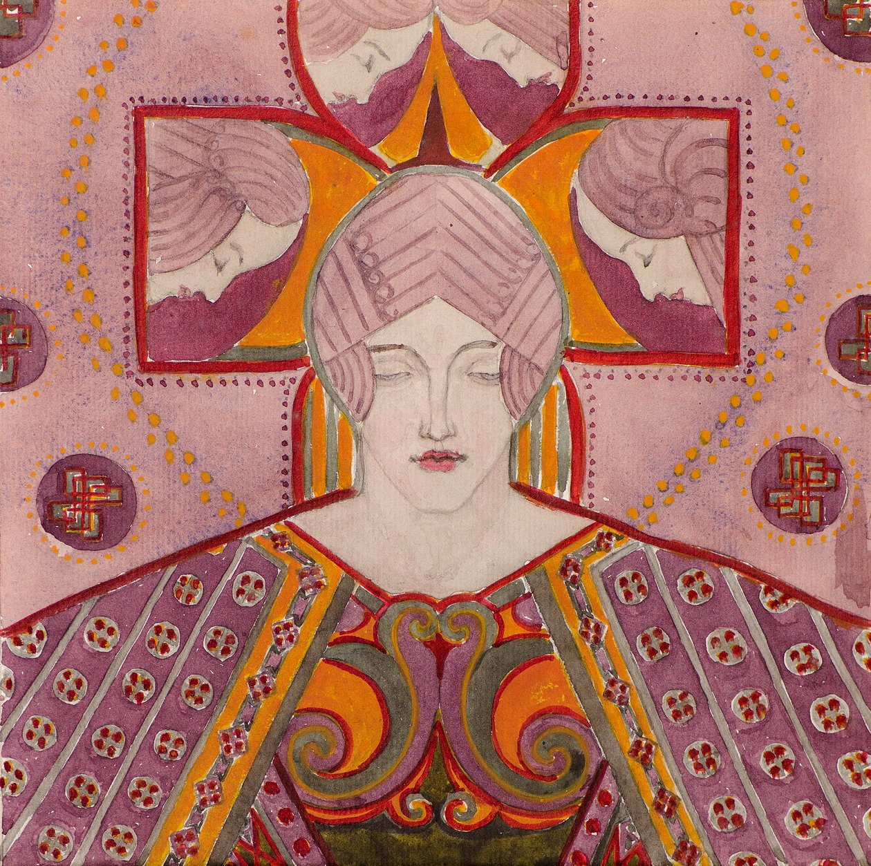 研究[装饰面板]，c.1898-1901（水彩） 作者 乔治荷兰戴维森