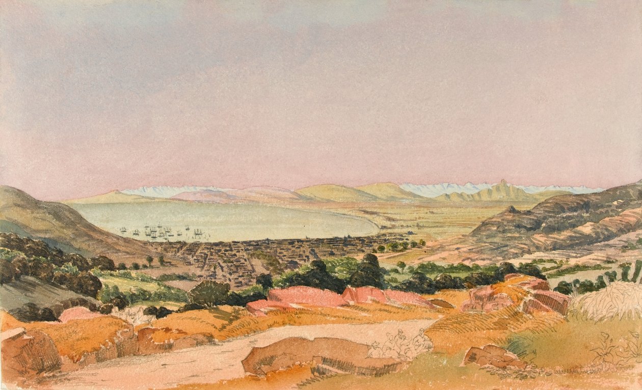 开普敦，c.1862（水彩画） 作者 乔治·埃尔斯·桑福德