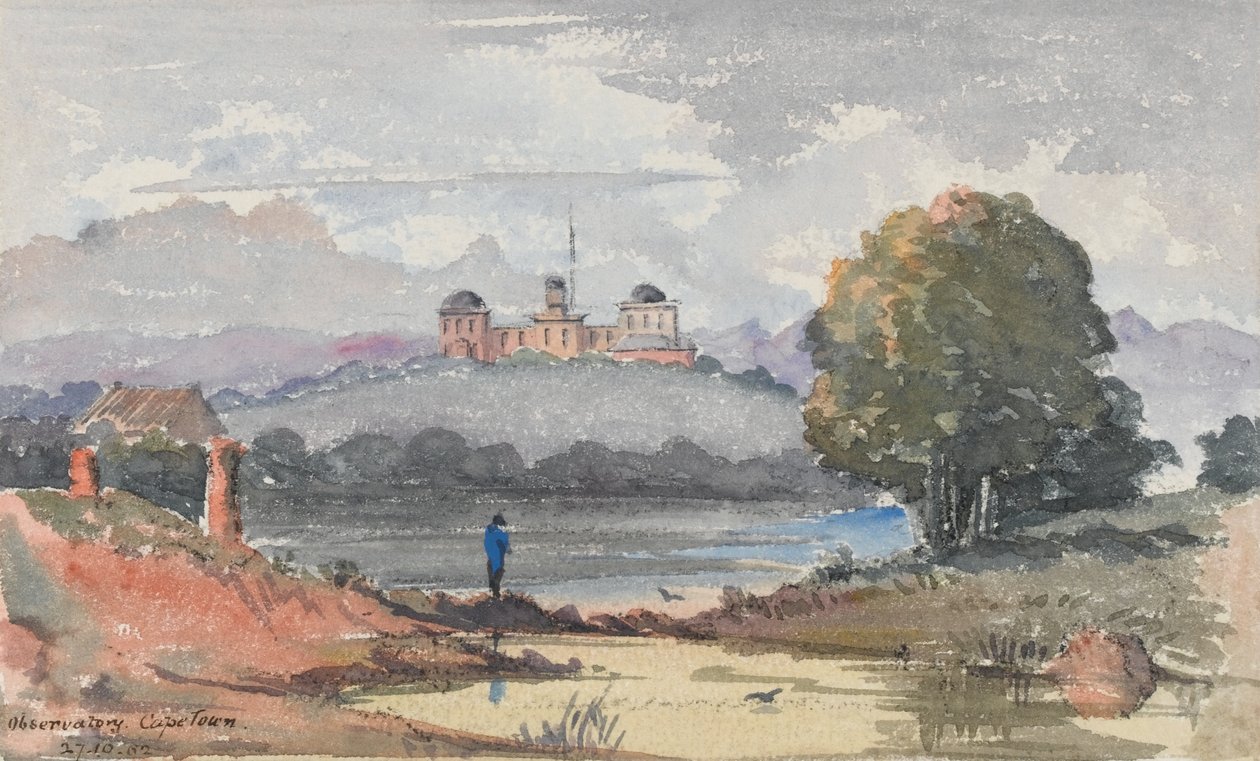 天文台，开普敦。 J Maclear 爵士的住所，c.1859-62（水彩画） 作者 乔治·埃尔斯·桑福德