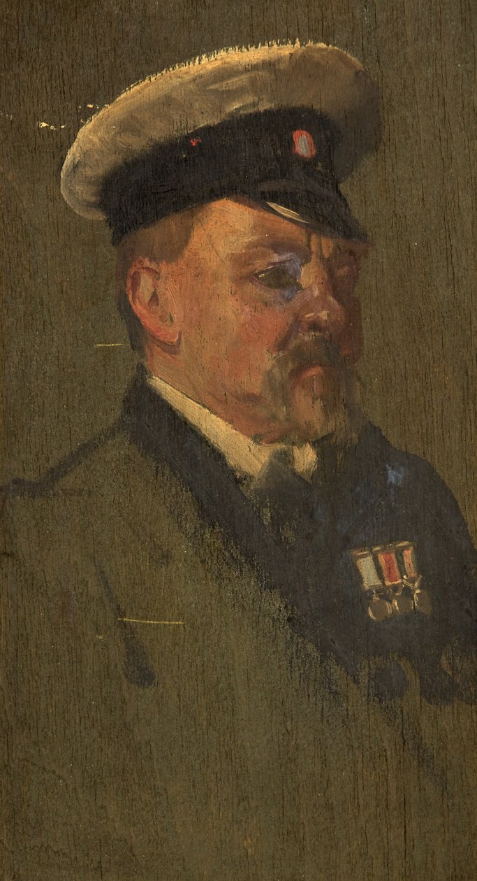 H. Long, R.N.的肖像，约1920年（油画板）。 作者 乔治·埃德蒙·巴特勒