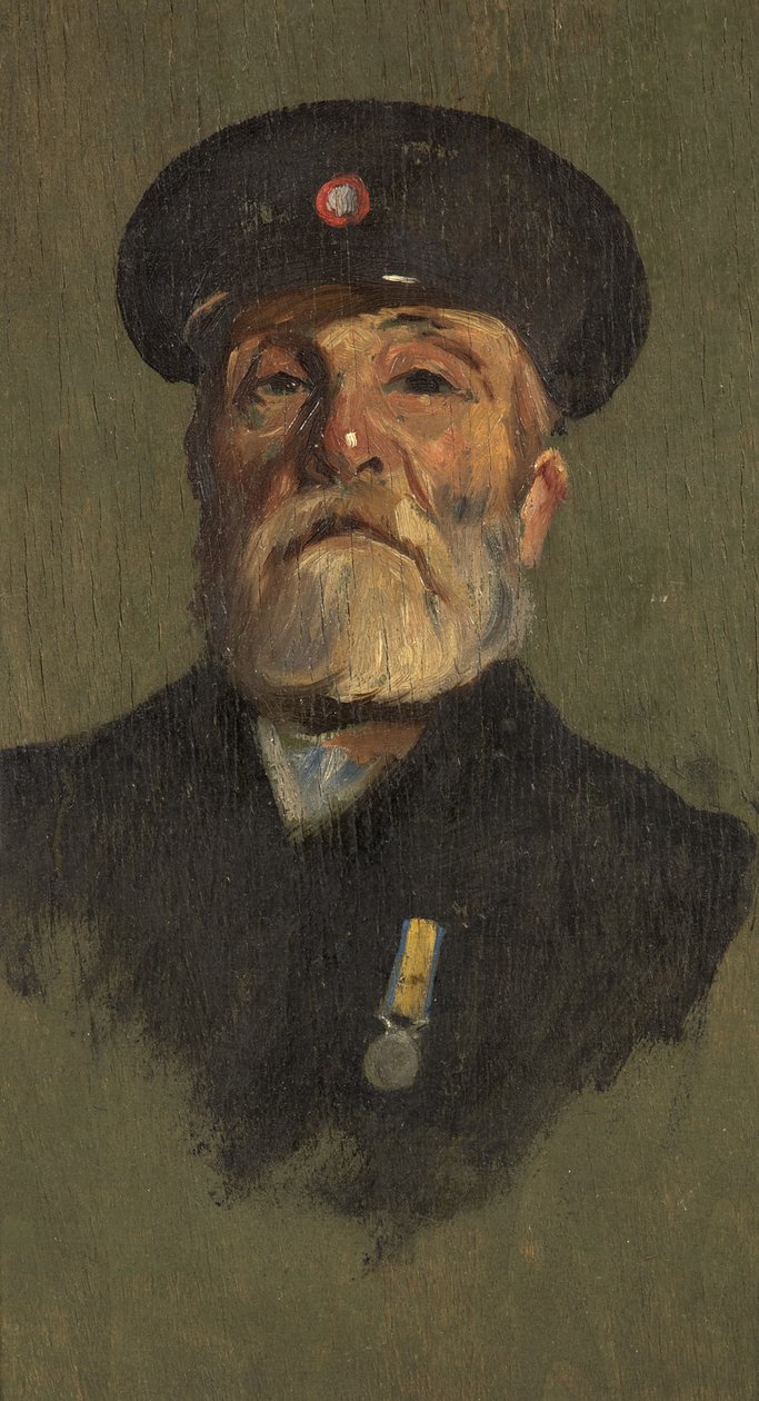 J. Lasbury, R.M.L.I.的肖像，约1920年（油画板）。 作者 乔治·埃德蒙·巴特勒