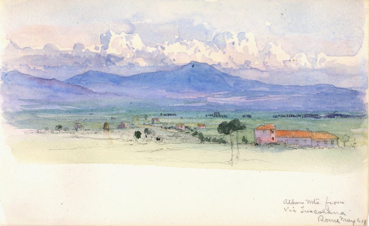 从Via Tuscolana看阿尔班山，罗马，1900年。 作者 乔治·埃尔伯特·布尔