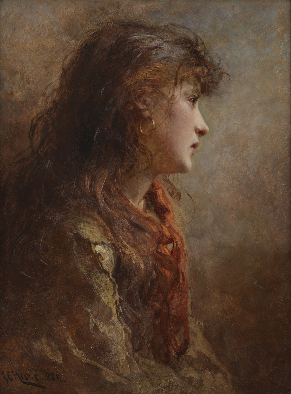 一个吉普赛女孩，1880年 作者 乔治·埃尔加·希克斯