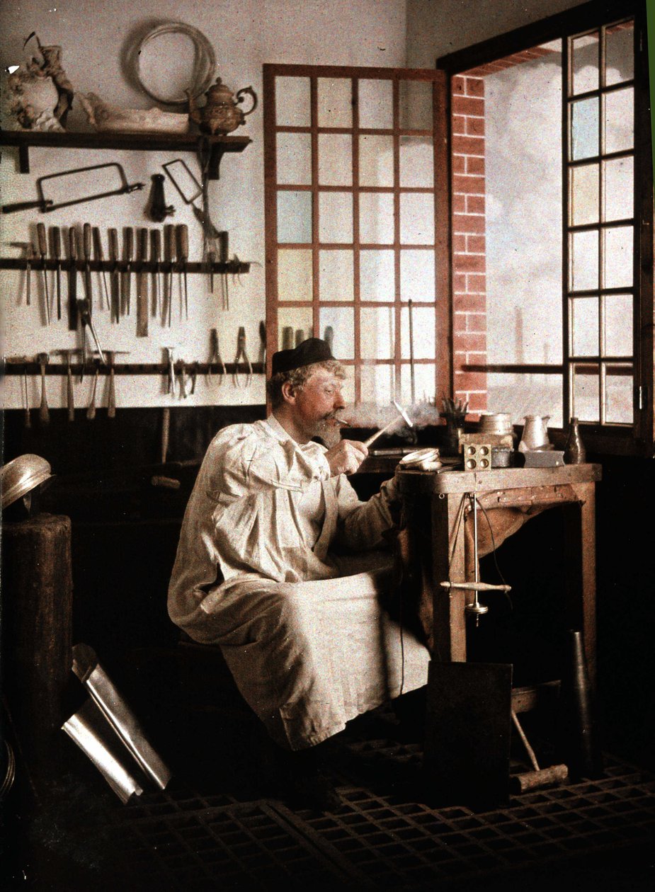 Orfevre 在他的工作室，Georges Henry 的自动染色，诉 1910 作者 乔治·亨利